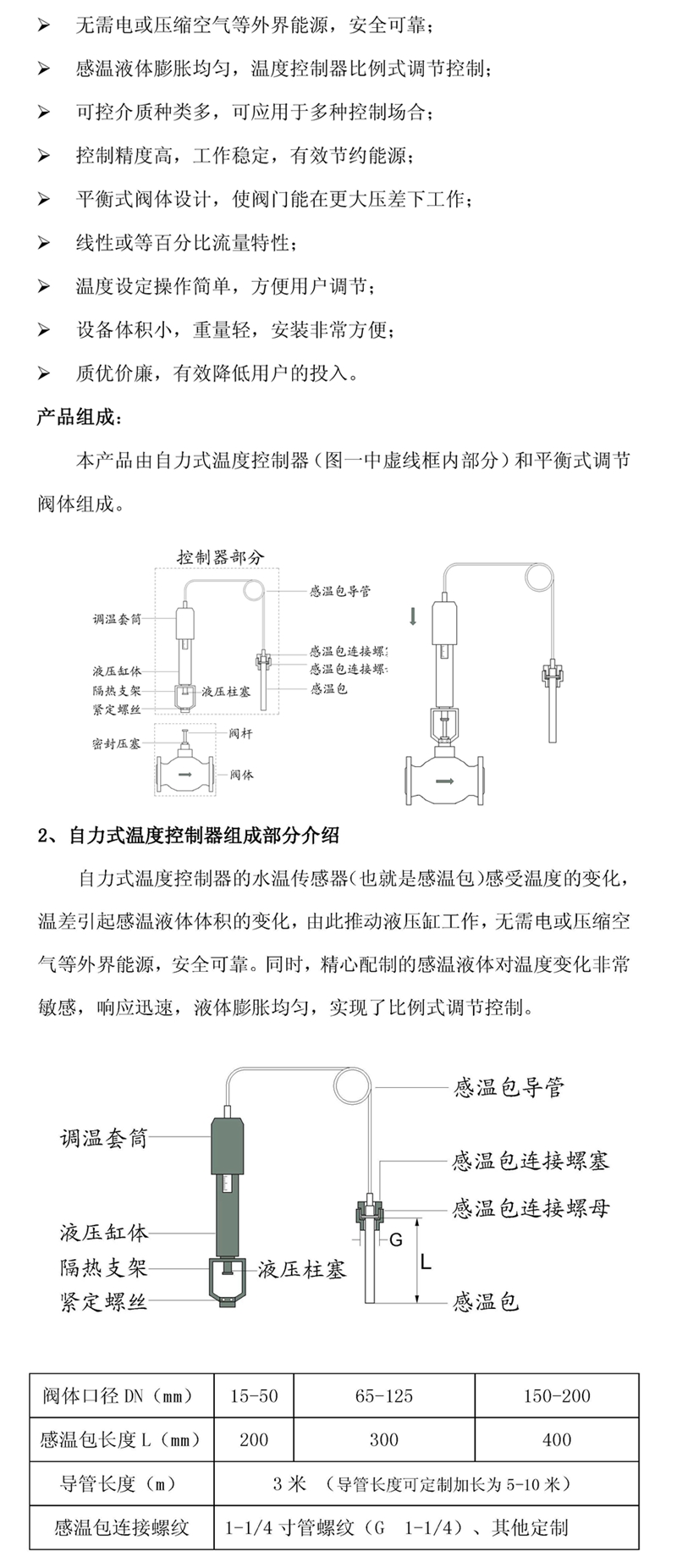 自力式温度调节阀,自力式温控调节阀,蒸汽自力式温度调节阀